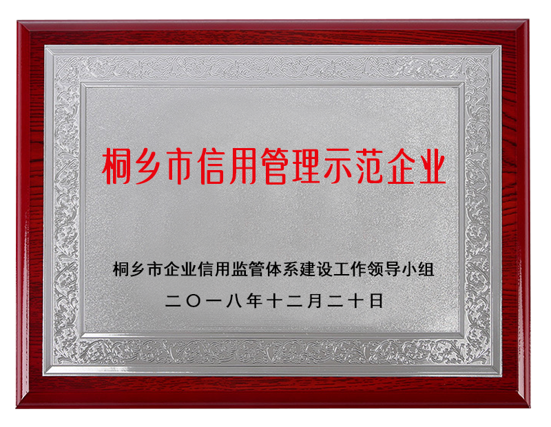 桐乡市信用管理示范企业